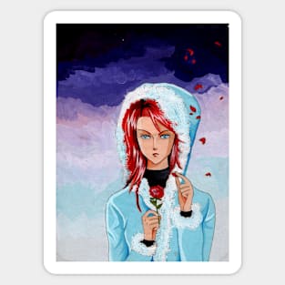 Painting of a red hair girl Sticker